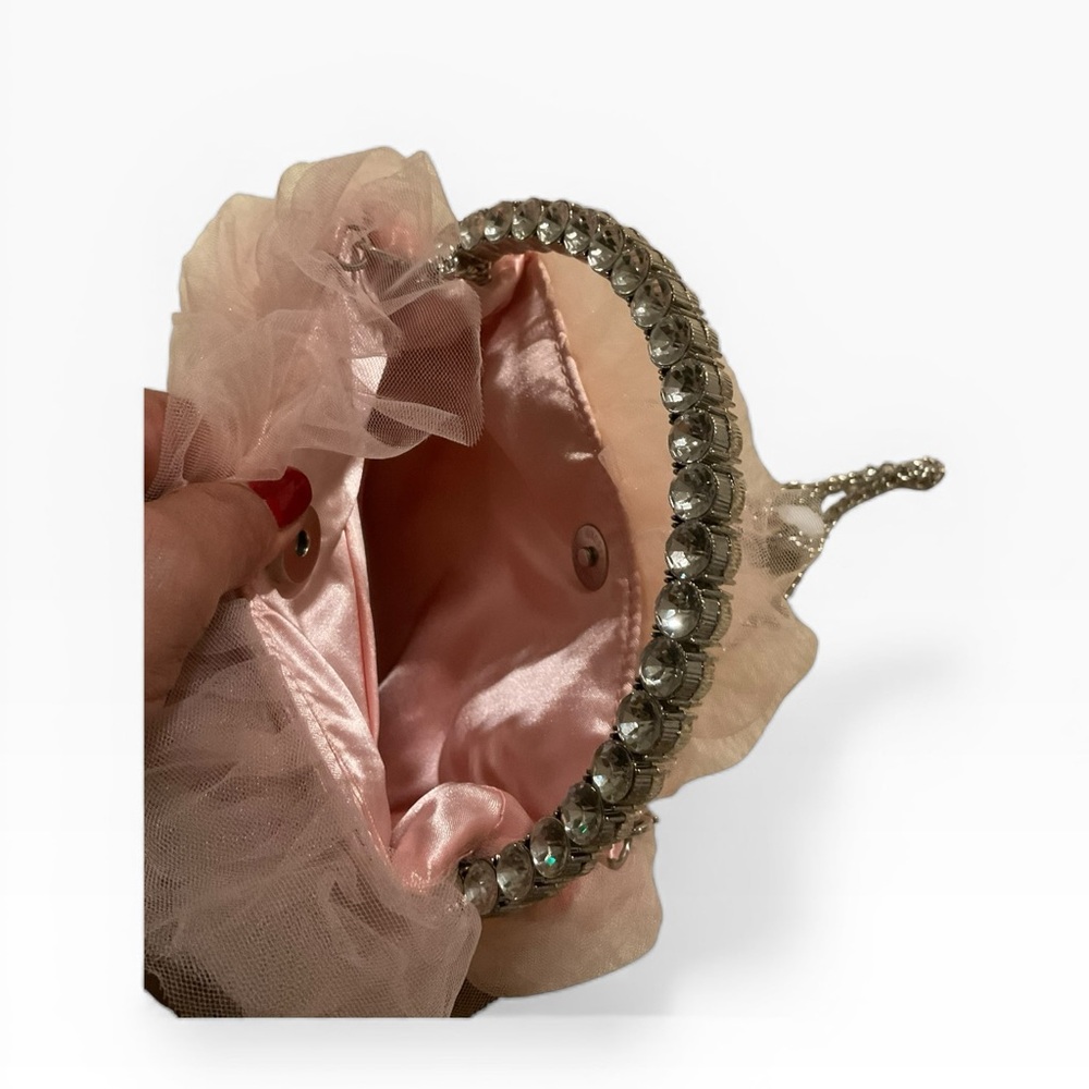 Source Unknown Pink Ruffle Tulle Shoulder Bag with Chain Strap - Picture 6 of 8